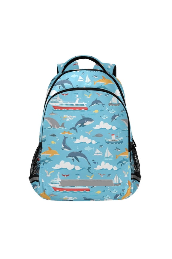 Dolphin on Ocean Backpack Elementary School Bag Bookbag Travel Rucksack