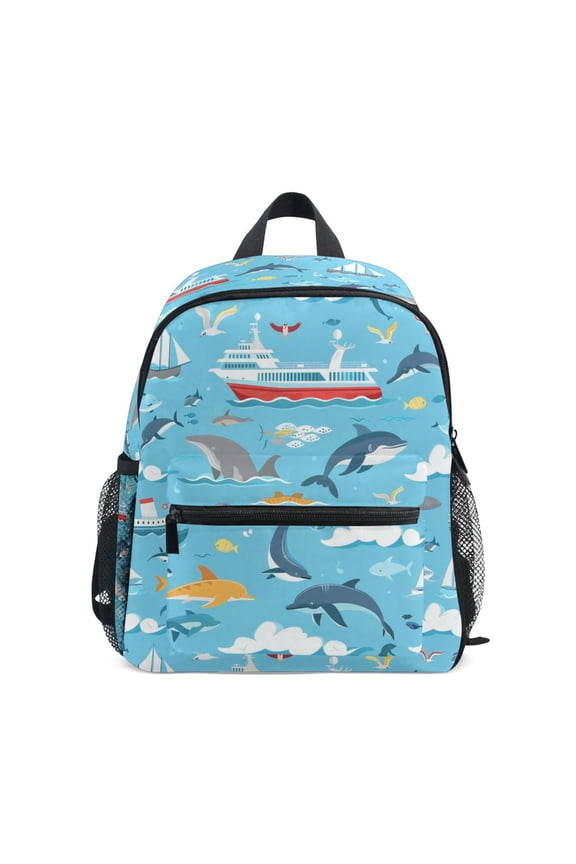 Dolphin on Ocean School Backpack Small Bookbag Mini Bags