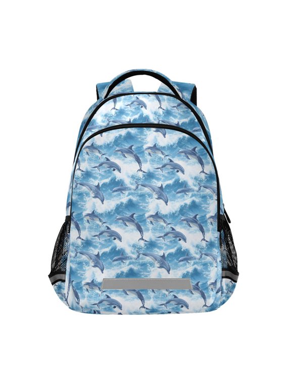 Dolphins Jumping Backpack Elementary School Bag Bookbag Travel Rucksack