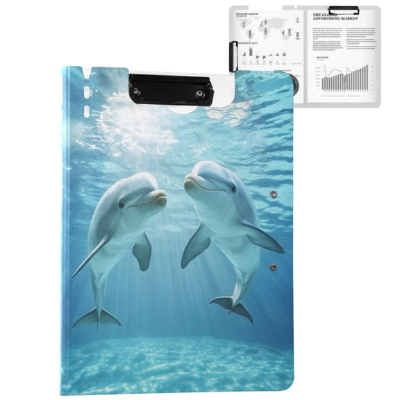 ALAZA Dolphins Swim A4 Foldable Clipboard 360 Degree Folder Binder