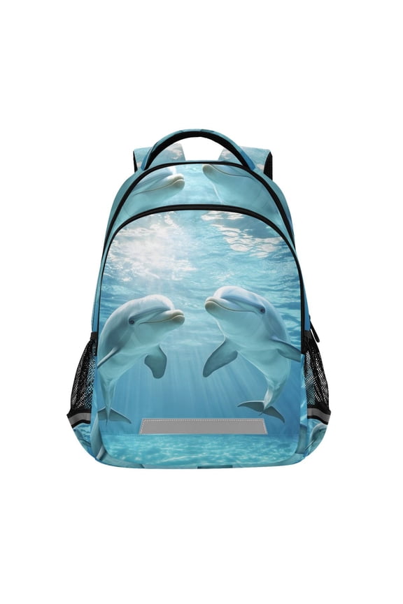 Dolphins Swim Backpack Elementary School Bag Bookbag Travel Rucksack