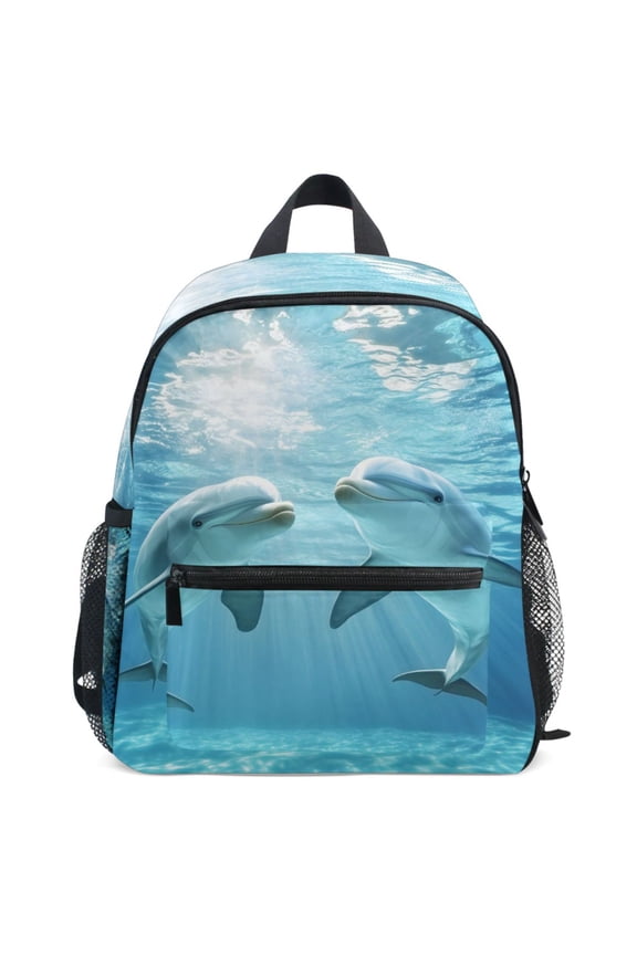 Dolphins Swim Pattern School Backpack Student Bookbag Mini Bag