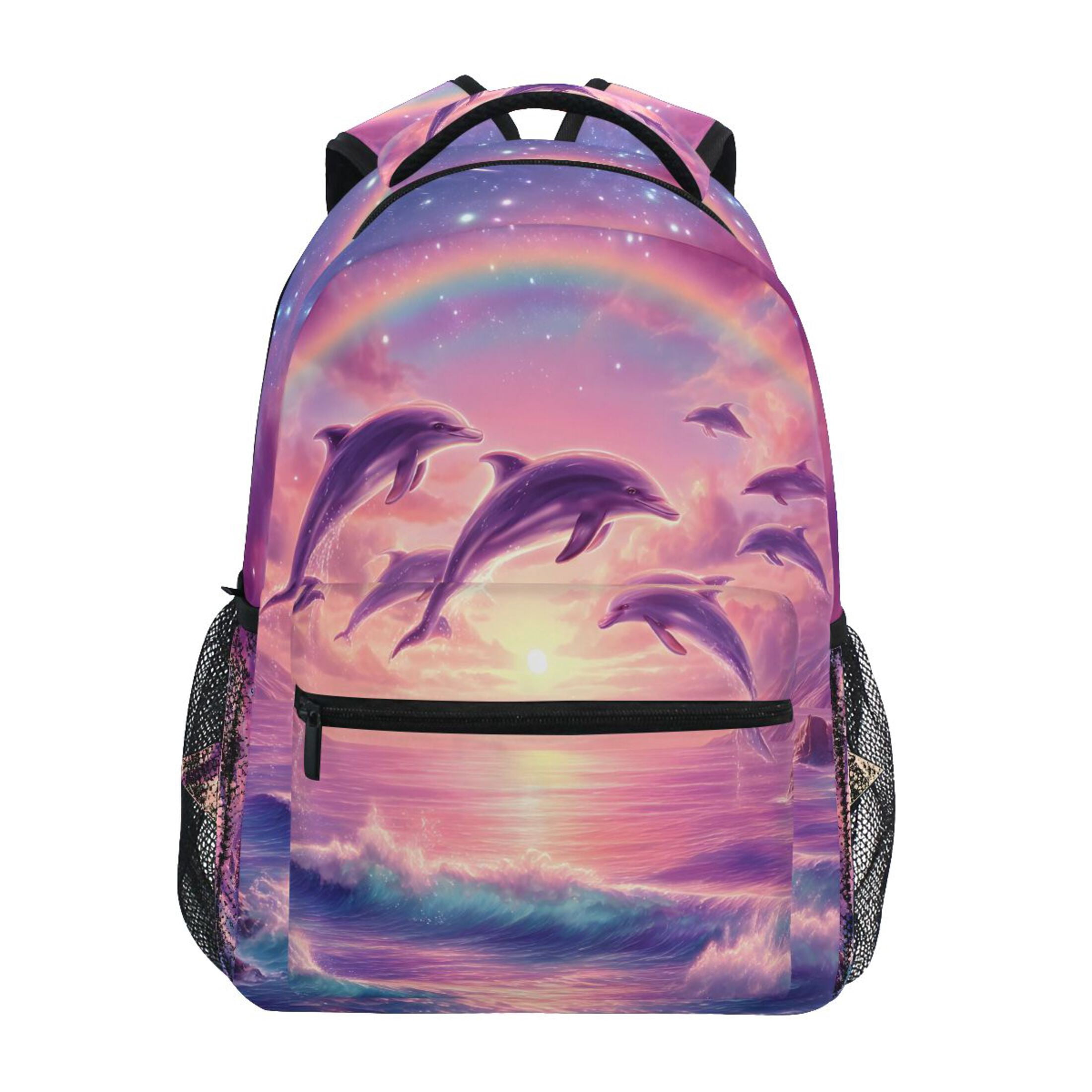 ALAZA Dolphins and Rainbow Pattern School Backpack Elementary Stylish ...