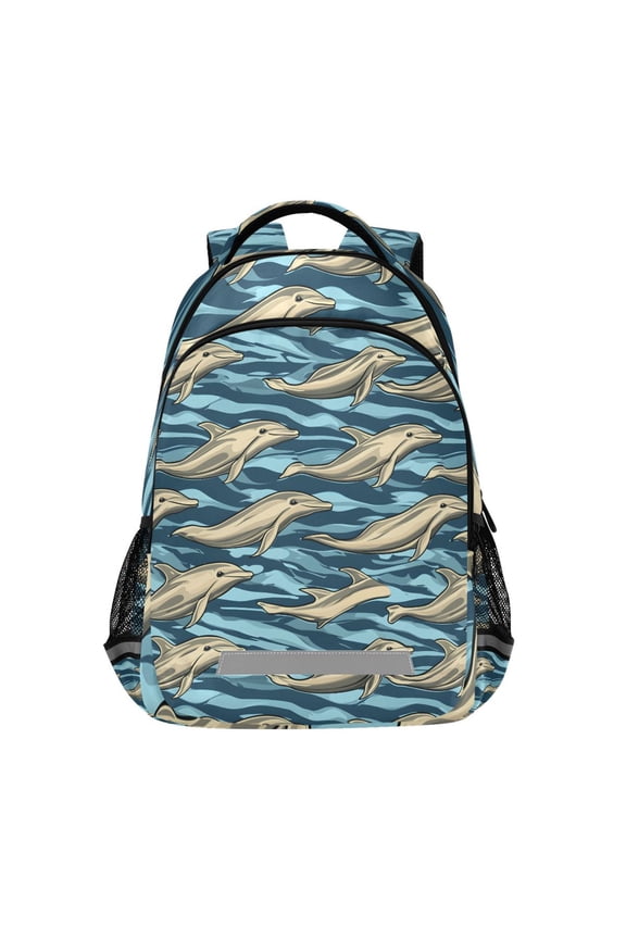 Dolphins in Ocean Backpack Elementary School Bag Bookbag Travel Rucksack