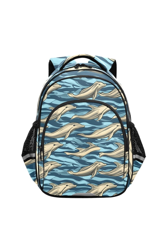 Dolphins in Ocean School Backpack Elementary Bag Bookbag Travel Rucksack
