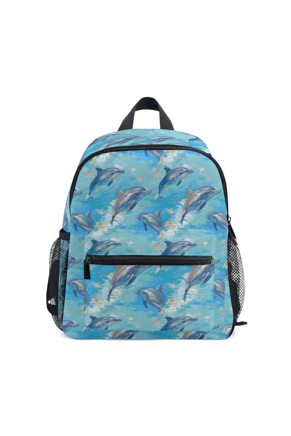 Dolphins in Water School Backpack Small Bookbag Mini Bags