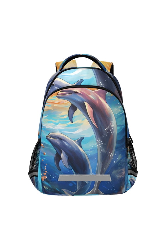 Dolphins under Water Backpack Elementary School Bag Bookbag Travel Rucksack