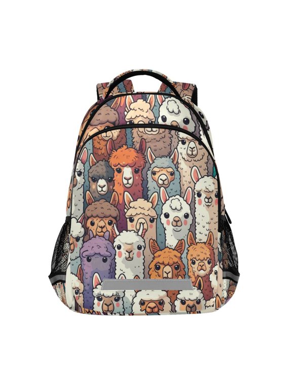 Doodle Alpaca Backpack Elementary School Bag Bookbag Travel Rucksack