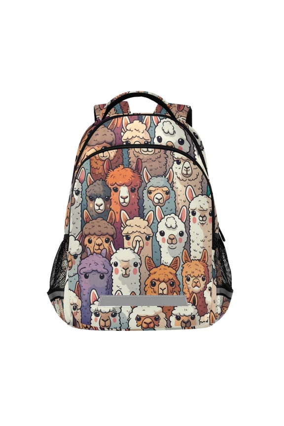Doodle Alpaca Backpack Elementary School Bag Bookbag Travel Rucksack