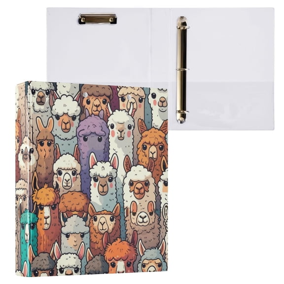 ALAZA Doodle Alpaca Hardcover 3 Ring Binder 1.5" Round Rings Interior Pockets Binders Organizer 1 Pack