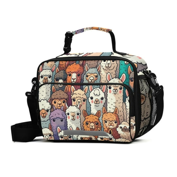 ALAZA Doodle Alpaca Lunch Box Insulated Cooler Bag Reusable Tote Bags Shoulder Strap