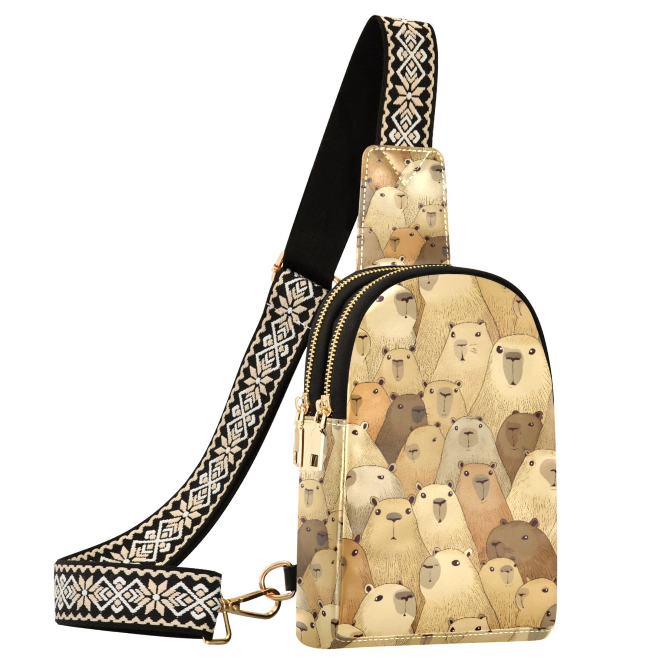 ALAZA Doodle Capybara Sling Bag for Women Men Waterproof Crossbody Chest Bags