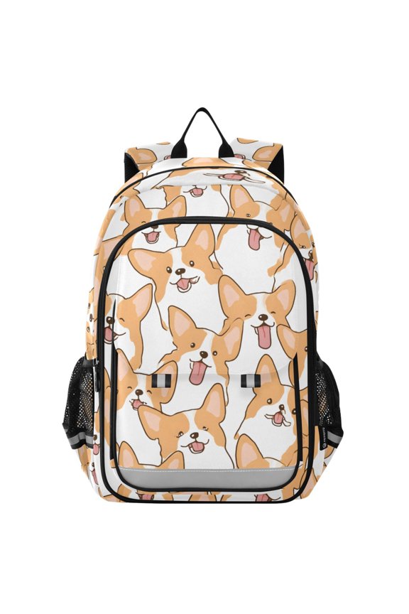 Doodle Corgi Dogs Laptop Backpack Purse Travel Bag Casual School Bookbag Rucksack for Women Men