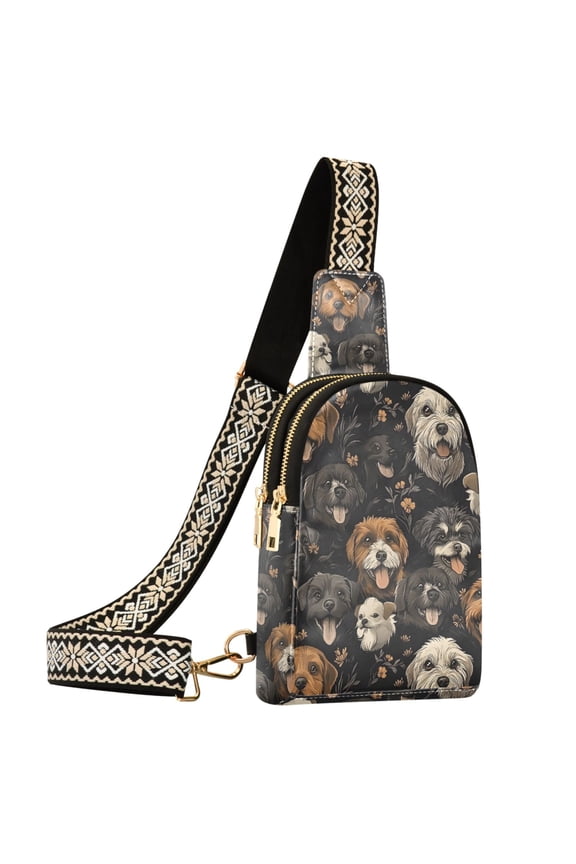 Doodle Dogs Cartoon Sling Bag for Women Men Waterproof Crossbody Chest Bags