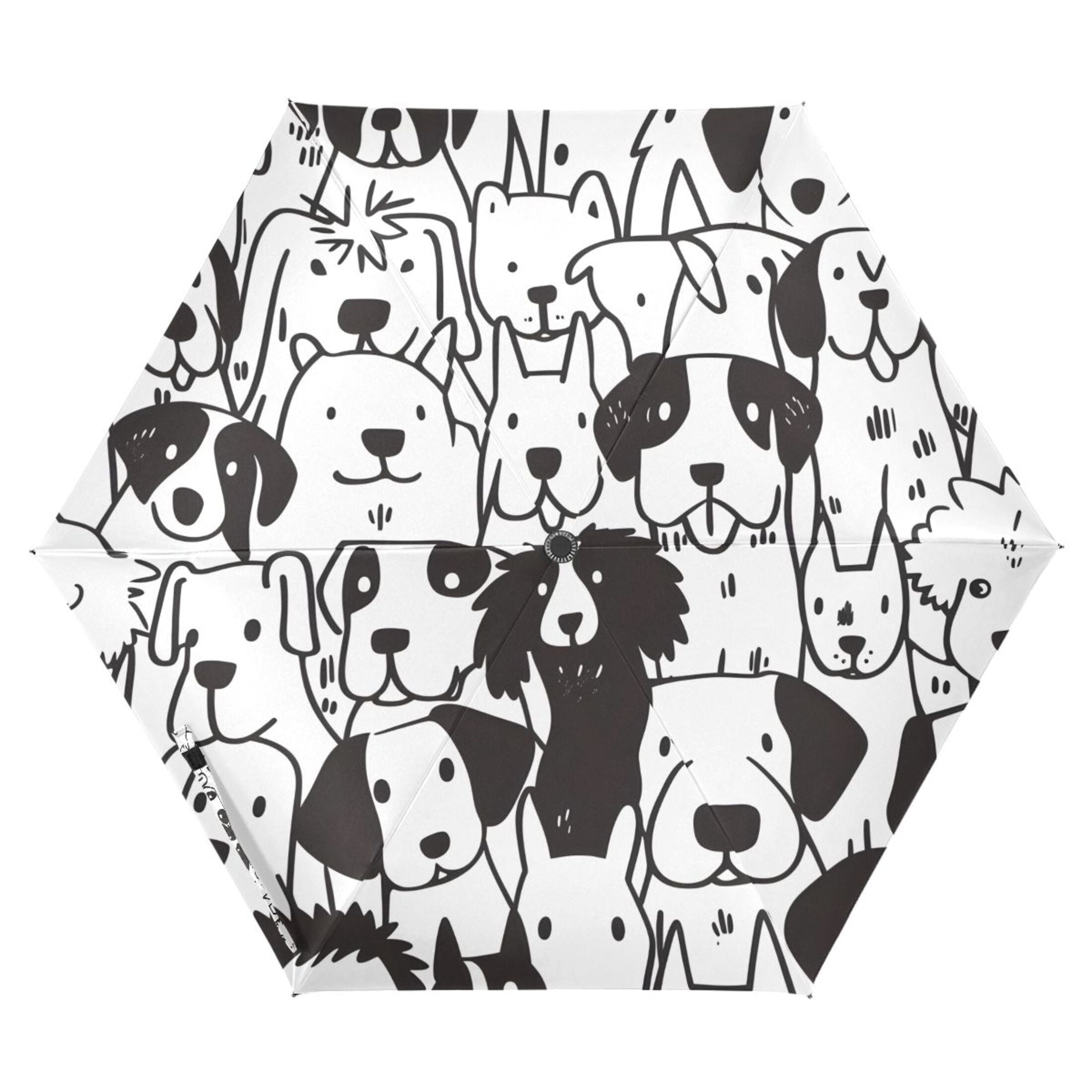 ALAZA Doodle Dogs UPF 50+ Compact Folding Umbrella for Rain Travel Umbrella Packable