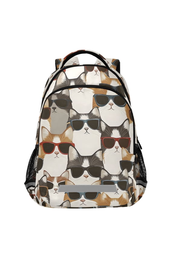 Doodle Funny Cats Pattern Backpack Elementary School Bags Student Bookbag Travel Rucksack
