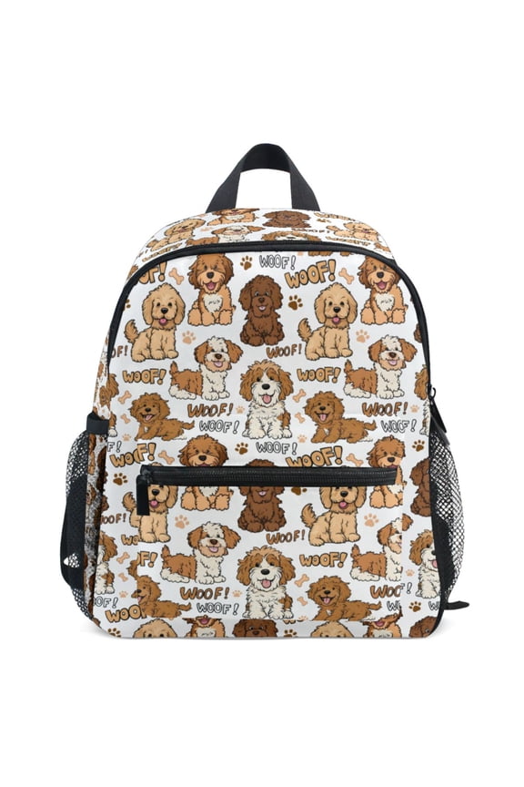 Doodle Golden Dogs Pattern School Backpack Student Bookbag Mini Bag