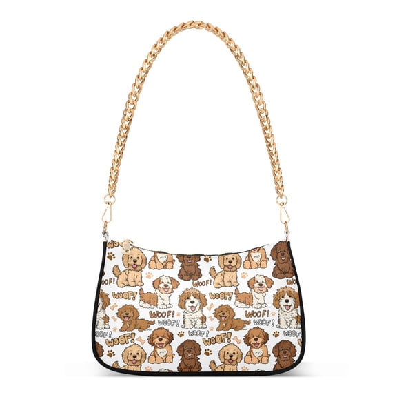 ALAZA Doodle Golden Dogs Women's Chain Shoulder Bag Hobo Handbag Tote Crossbody Purse