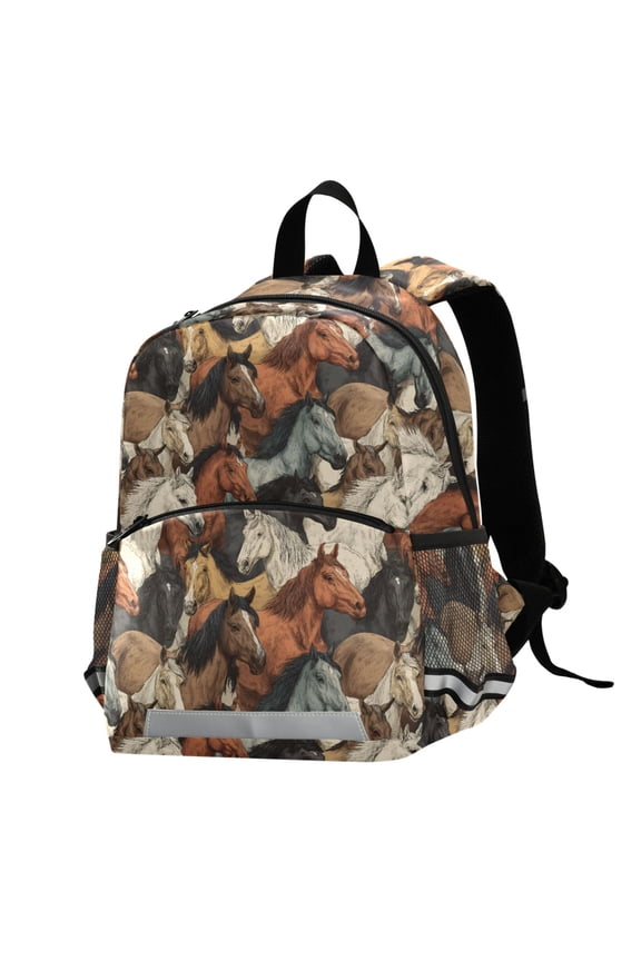 Doodle Horses School Backpack Elementary Student Bookbag
