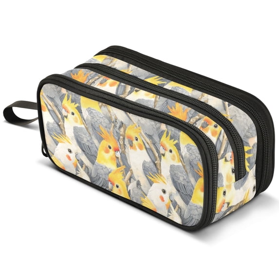 ALAZA Doodle Parrot-5 Pencil Case Bag Large 3 Compartment Pen Pouch ...