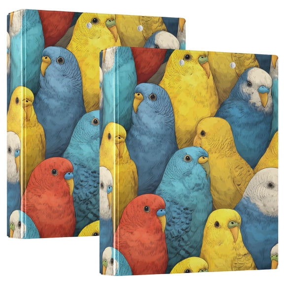 ALAZA Doodle Parrot-7 Hardcover 3 Ring Binder 1.5" D-Rings with Interior Pockets Binders School 2 PCs