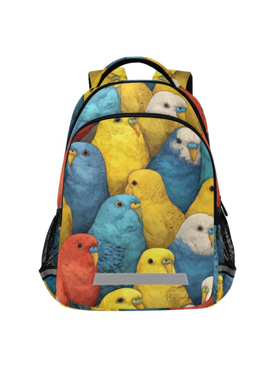Doodle Parrot-7 Pattern Backpack Elementary School Bags Student Bookbag Travel Rucksack