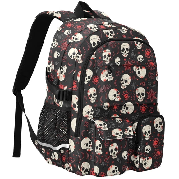 ALAZA Doodle Skulls Print Student Backpack School Bookbag Large Laptop Daypack Travel Bag