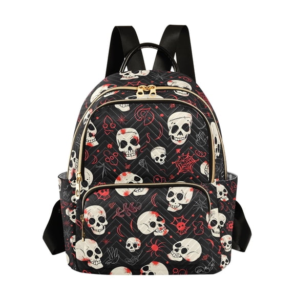 ALAZA Doodle Skulls Womens Travel Laptop Backpack Large Daypack Ladies Shoulder Bags M