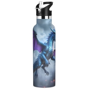 ALAZA Dragon Flying Pattern Stainless Steel Water Bottle Vacuum Insulated Leak-Proof Tumbler with Straw Handle 20oz
