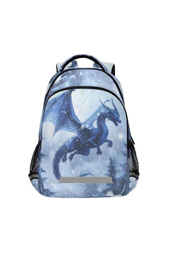 Dragon Flying in Winter Backpack Elementary School Bag Bookbag Travel Rucksack