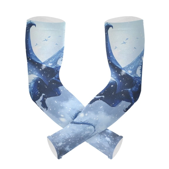 ALAZA Dragon Flying in Winter UV Sun Protection Arm Sleeves UPF 50+ Compression Cooling Sleeve 1 Pair