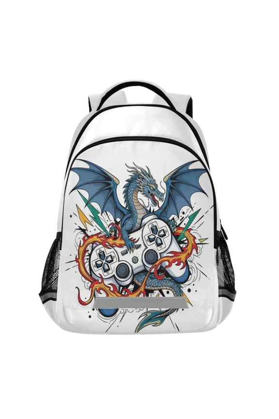 Dragon Game Controller Pattern Backpack Elementary School Bags Student Bookbag Travel Rucksack