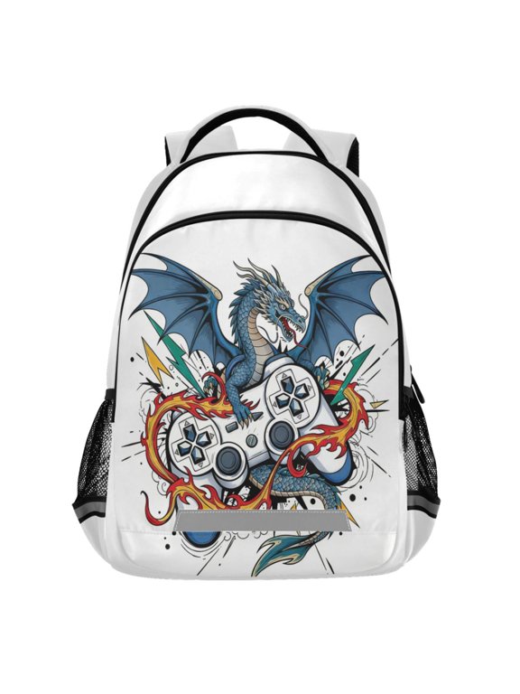 Dragon Game Controller Pattern Backpack Elementary School Bags Student Bookbag Travel Rucksack