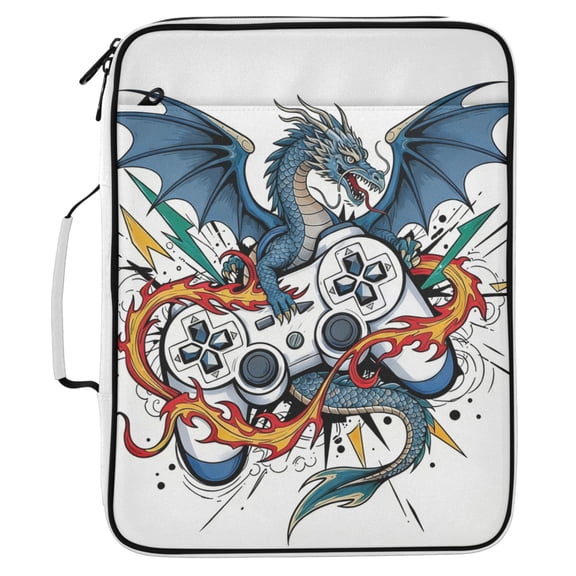 ALAZA Dragon Game Controller Pattern Expanding Accordion File Folder 3 Ring Zipper Organizer Portable Document Binder Bag