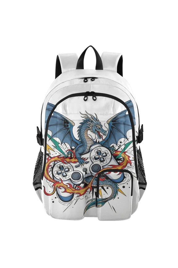 Dragon Game Controller Print Student Backpack School Bookbag Large Laptop Daypack Travel Bag