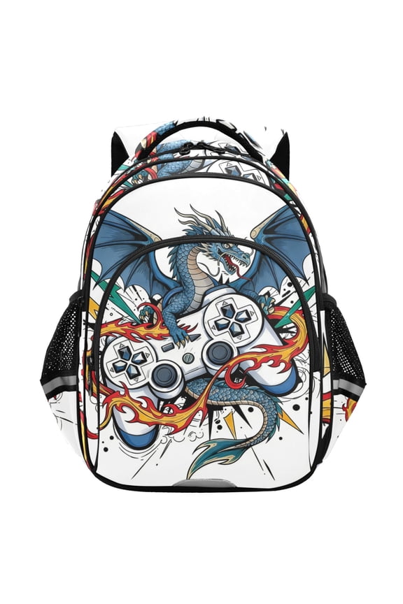 Dragon Game Controller School Backpack Elementary Bag Student Bookbag Travel Rucksack