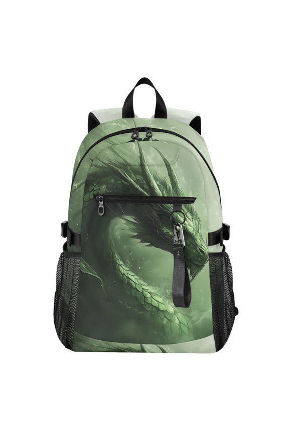 Dragon Green Pattern School Backpack Travel Laptop Bag College Bookbag Casual Daypack for Women Men
