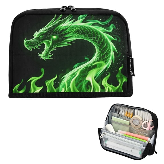 ALAZA Dragon Green Pencil Case Pen Pouch Bag Large Capacity Organizer
