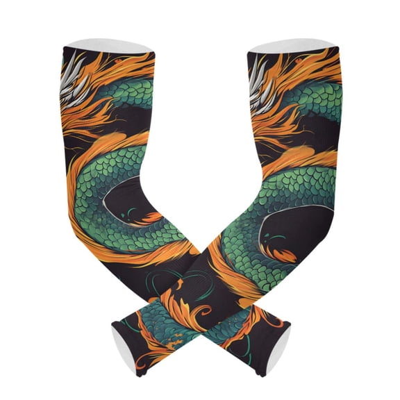 ALAZA Dragon Pattern UV Sun Protection Arm Sleeves UPF 50+ Compression Cooling Sleeve 1 Pair