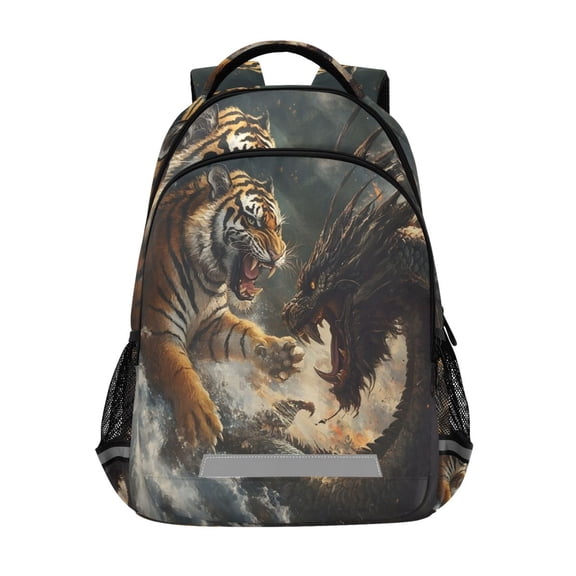 ALAZA Dragon and Tiger Backpack Elementary School Bag Bookbag Travel Rucksack