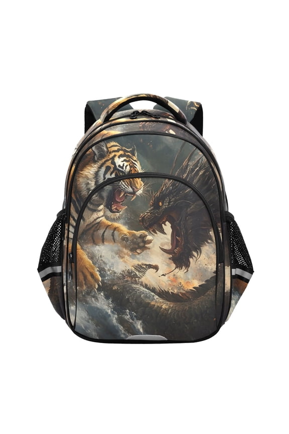 Dragon and Tiger School Backpack Elementary Bag Bookbag Travel Rucksack