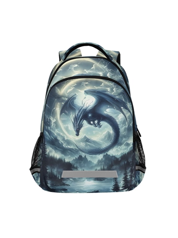 Dragon at Moonlight Backpack Elementary School Bag Bookbag Travel Rucksack