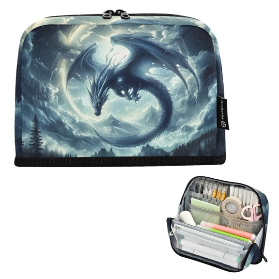 ALAZA Dragon at Moonlight Pencil Case Pen Pouch Bag Large Capacity Organizer