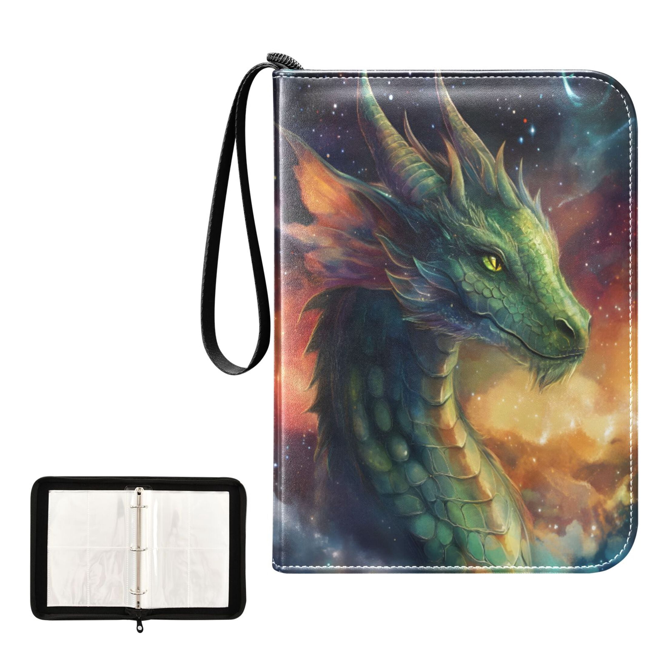 ALAZA Dragon at Starry Trading Card Binder 4 Pocket Cards Collection Album 400 Folder Holder
