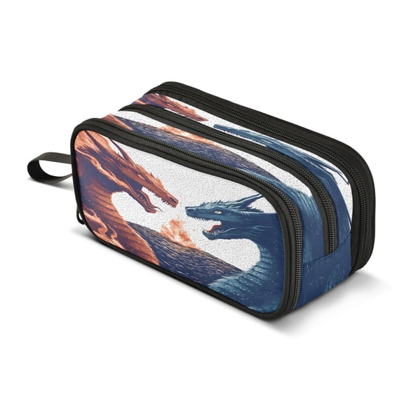 ALAZA Dragon in Fire Pencil Case Bag 3 Compartment Pen Pouch Large Storage Holder Box Organizer