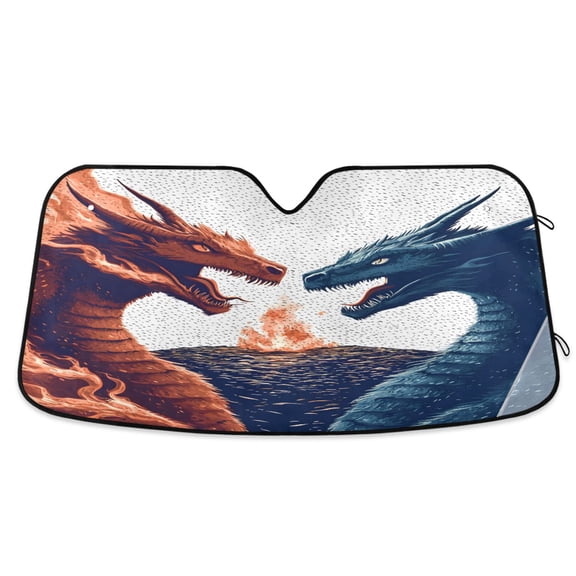 ALAZA Dragon in Fire Windshield Sun Shade Car Foldable Sun Visor Block UV Rays Protector 53"x23.5"