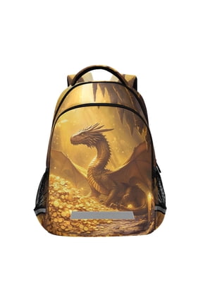 Dragon in Golden Kids Backpack Elementary School Bag Children Bookbag Travel Rucksack