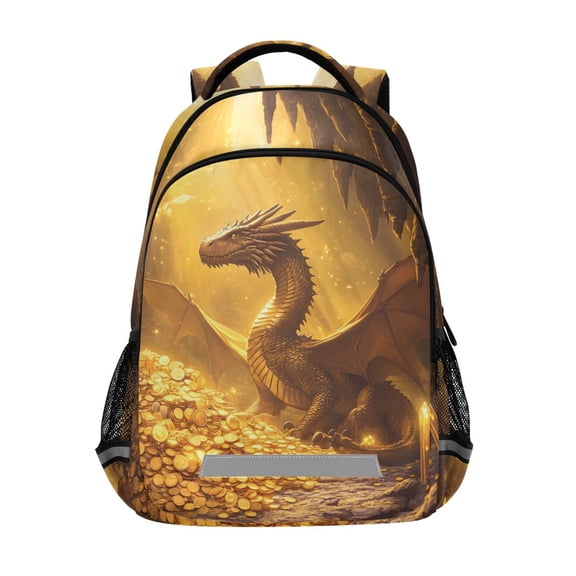 ALAZA Dragon in Golden Backpack Elementary School Bag Bookbag Travel Rucksack