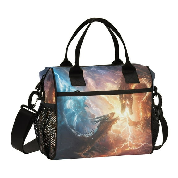 ALAZA Dragon with Fire Insulated Lunch Bag Reusable Tote Box Adjustable Shoulder Strap for Work Picnic