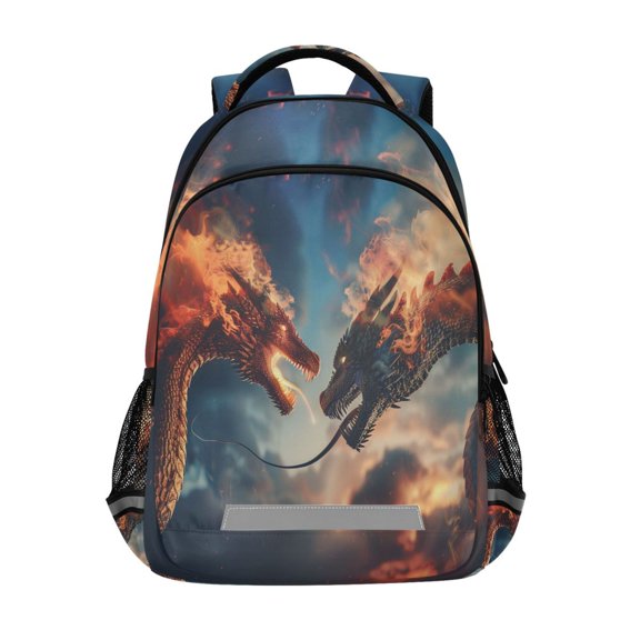 ALAZA Dragons Fire in The Sky Backpack Elementary School Bag Bookbag Travel Rucksack
